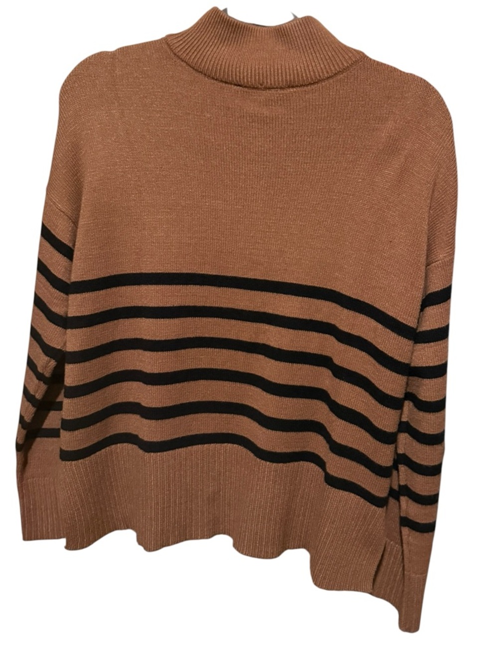 DKNY Brown and Black Striped 1/4 Zip Pull Over L - Picture 3 of 6